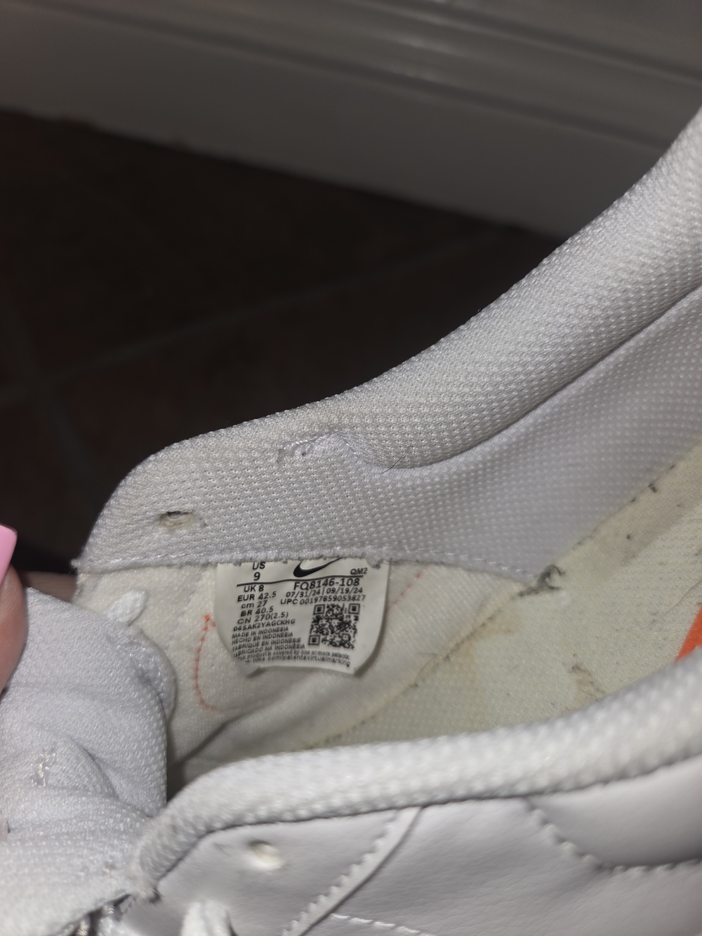 Nike Court Legacy Sneakers White Orange Low Top Lace Up Casual Shoes Unisex - Picture 11 of 11
